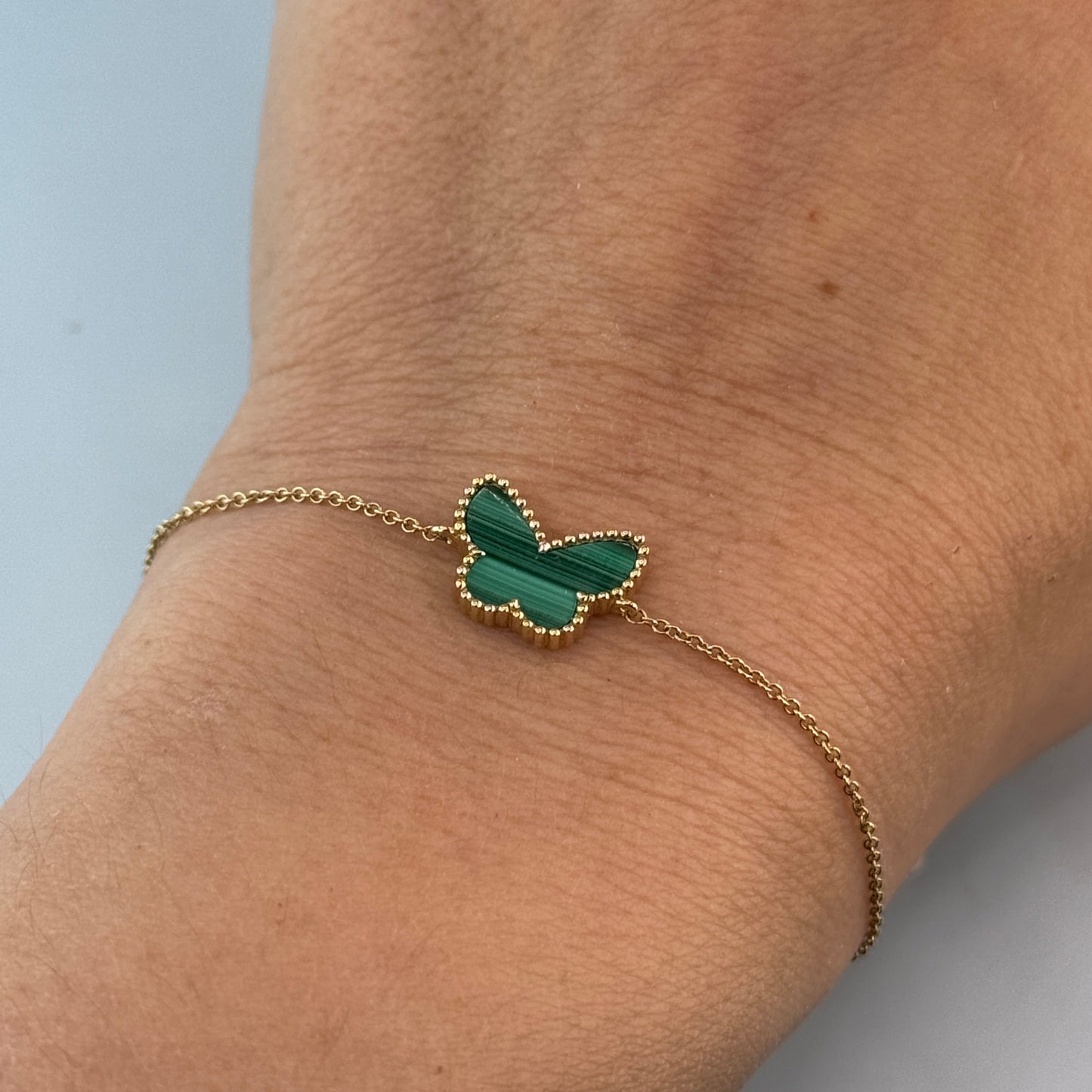 14KT Gold Green Butterfly Bracelet