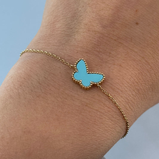 14KT Gold Turquoise Butterfly Bracelet