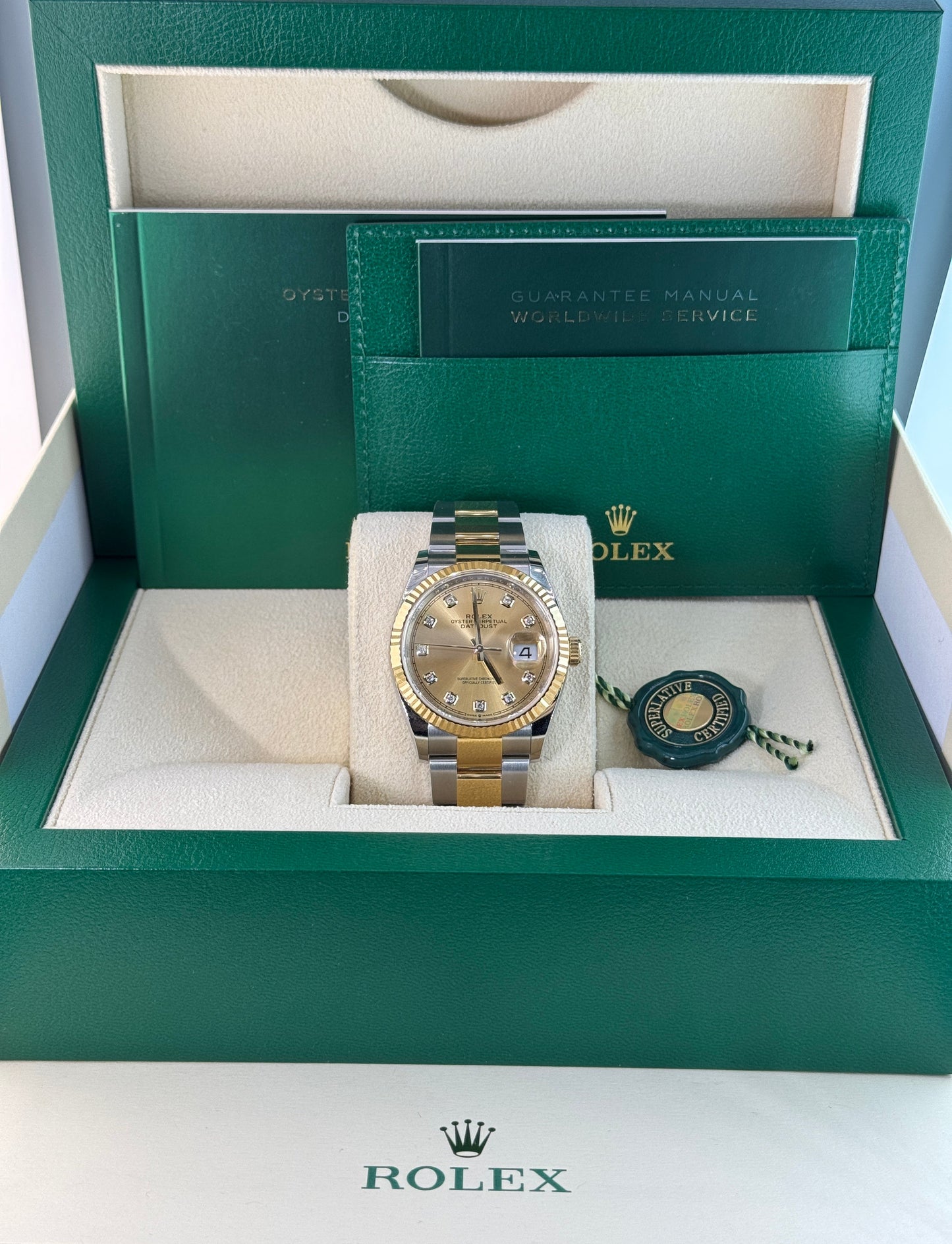 2023 Rolex Datejust II 18k Yellow Gold & Steel with Diamond Champagne Dial