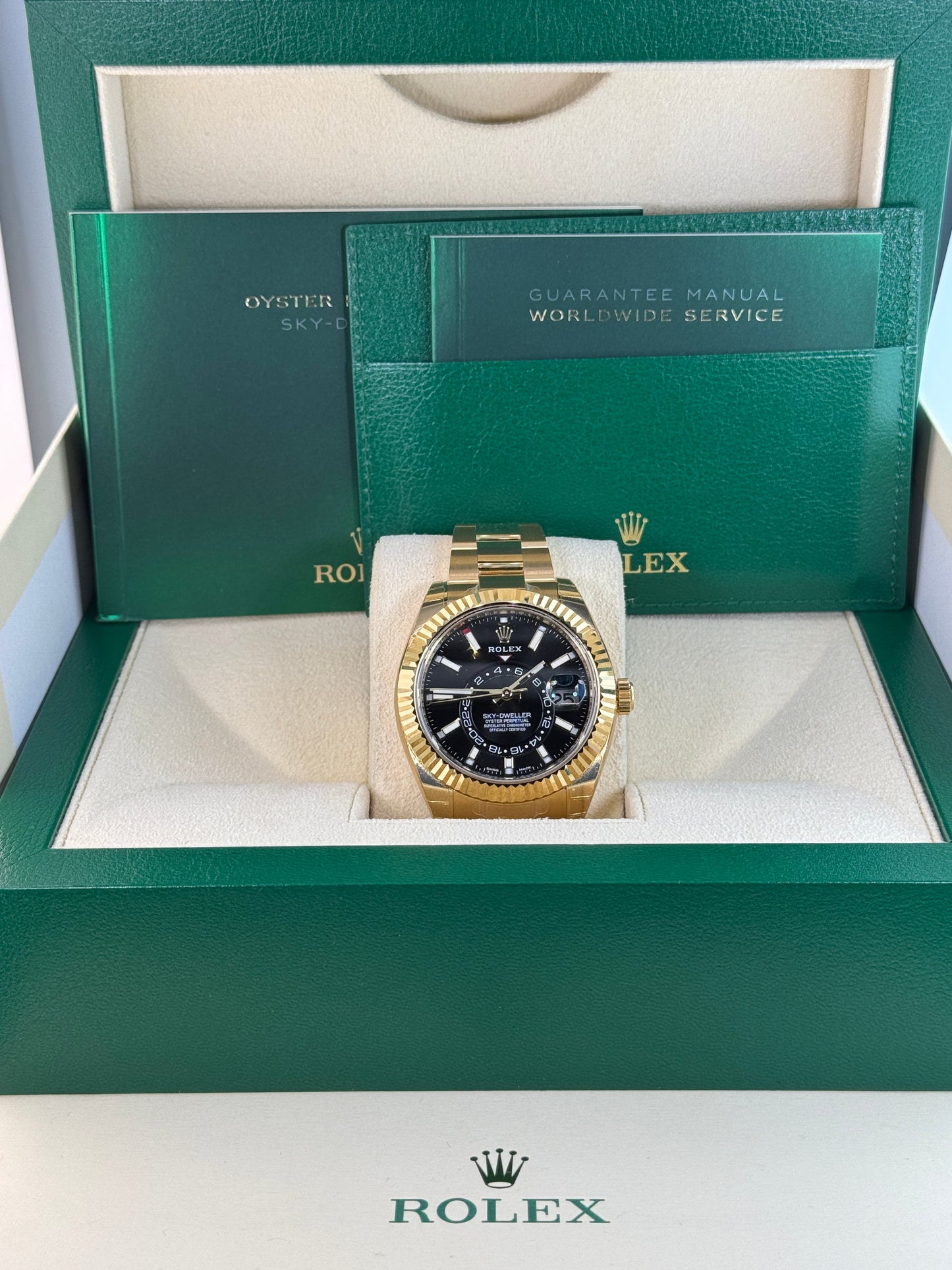 2023 Rolex Yellow Gold Sky-Dweller Black Dial