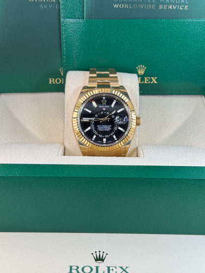 2023 Rolex Yellow Gold Sky-Dweller Black Dial