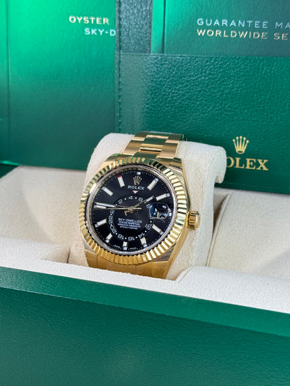 2023 Rolex Yellow Gold Sky-Dweller Black Dial