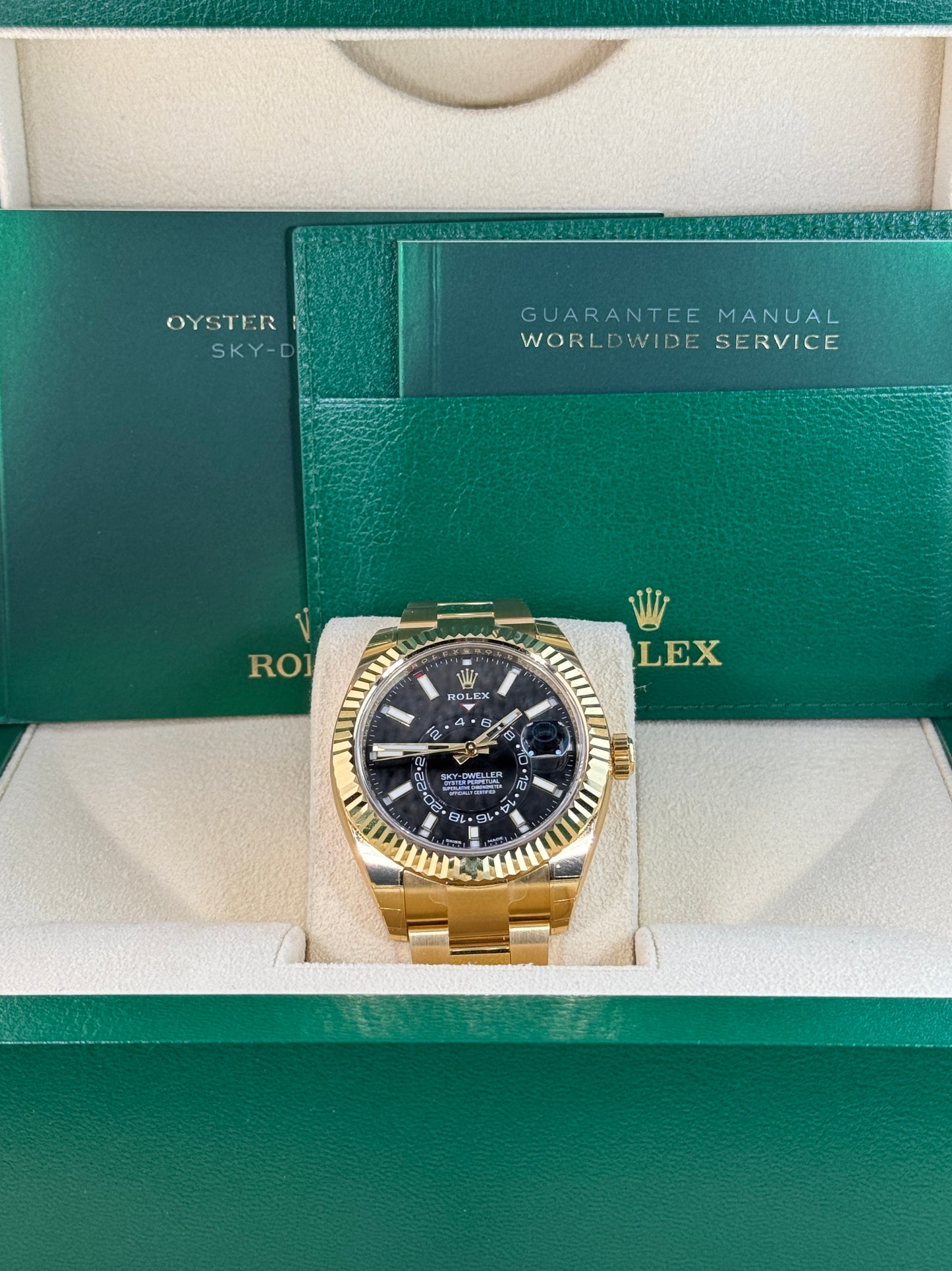 2023 Rolex Yellow Gold Sky-Dweller Black Dial