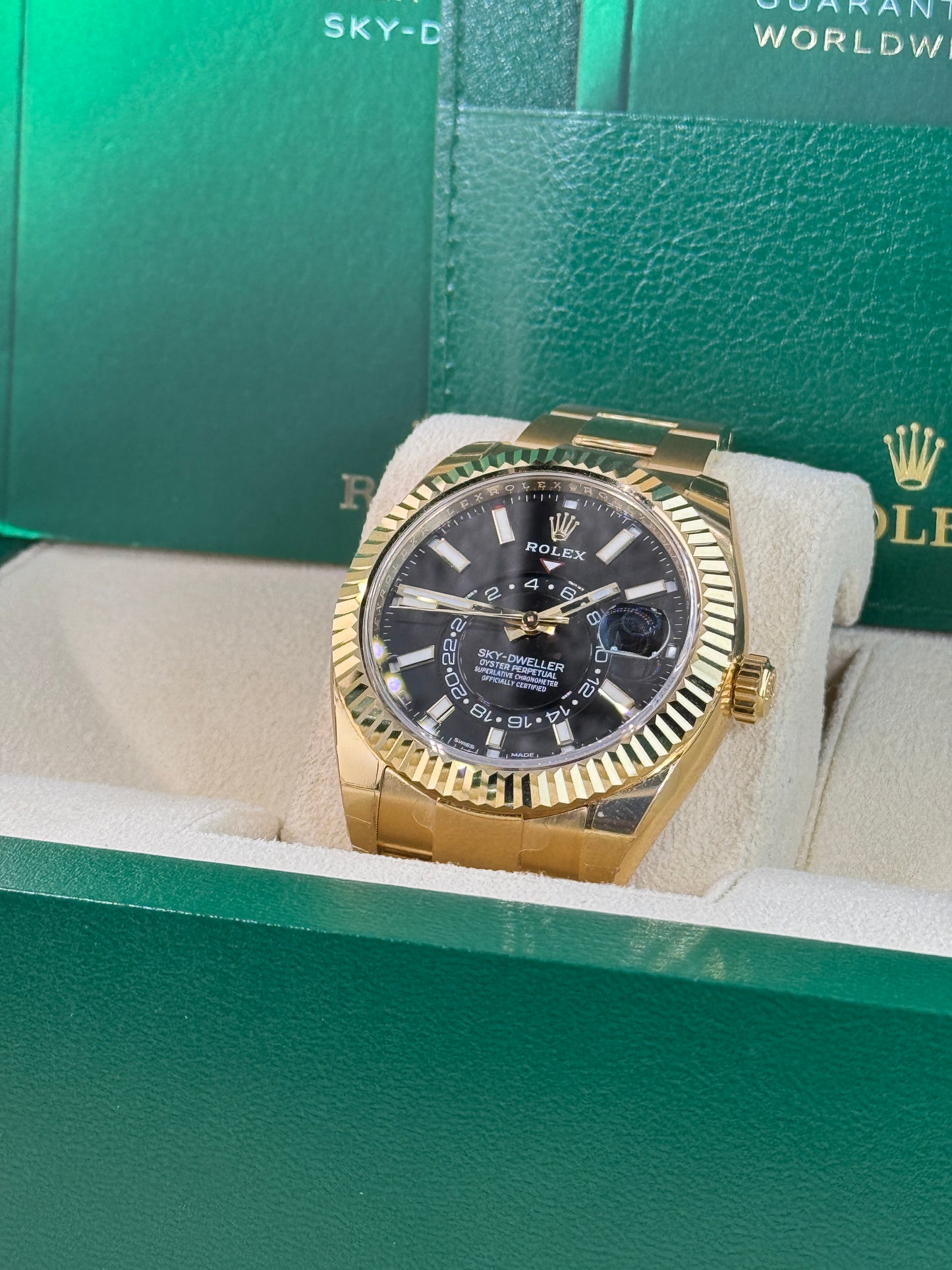 2023 Rolex Yellow Gold Sky-Dweller Black Dial