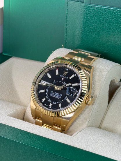 2023 Rolex Yellow Gold Sky-Dweller Black Dial