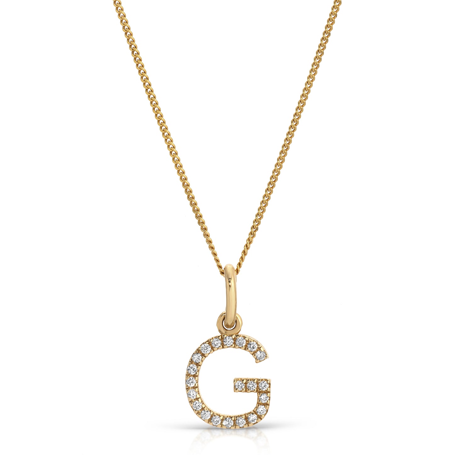 14KT Gold "G" Diamond Initial Pendant