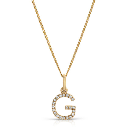 14KT Gold "G" Diamond Initial Pendant