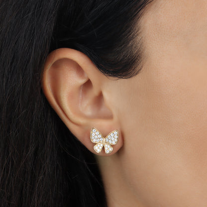 18KT Gold 1.26ct Diamond Large Butterfly Earrings