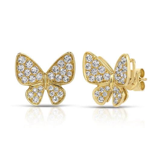 18KT Gold 1.26ct Diamond Large Butterfly Earrings