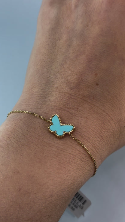 14KT Gold Turquoise Butterfly Bracelet