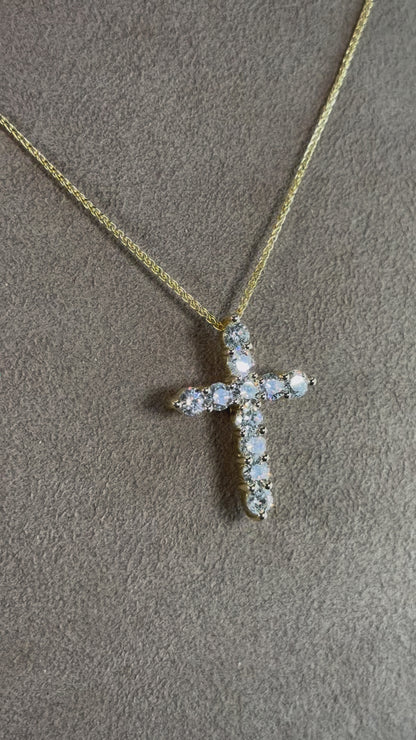 14KT Gold Diamond Cross Pendant Necklace