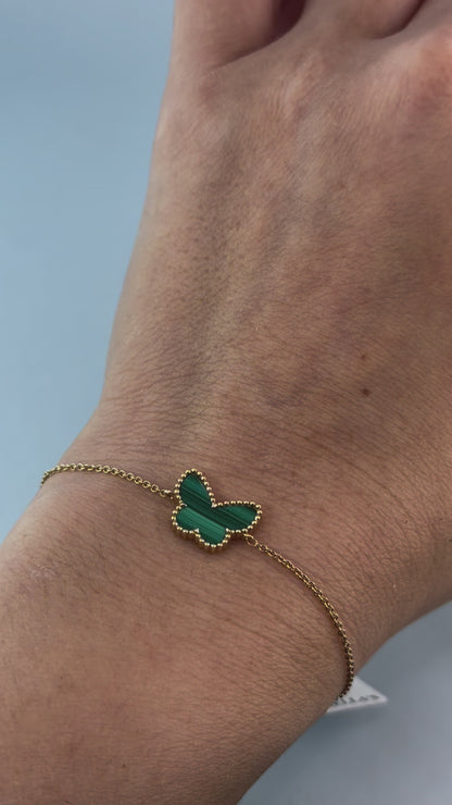 14KT Gold Green Butterfly Bracelet