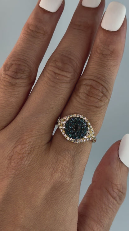 14KT Evil Eye Diamond Ring