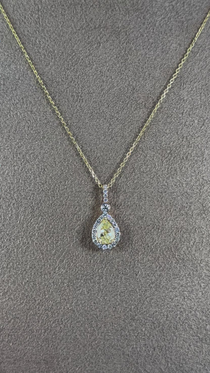 18KT Two Tone Pear Yellow Diamond and White Diamonds Necklace