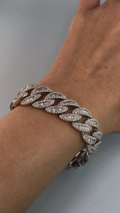 14KT Baguette and Round Diamond Bracelet