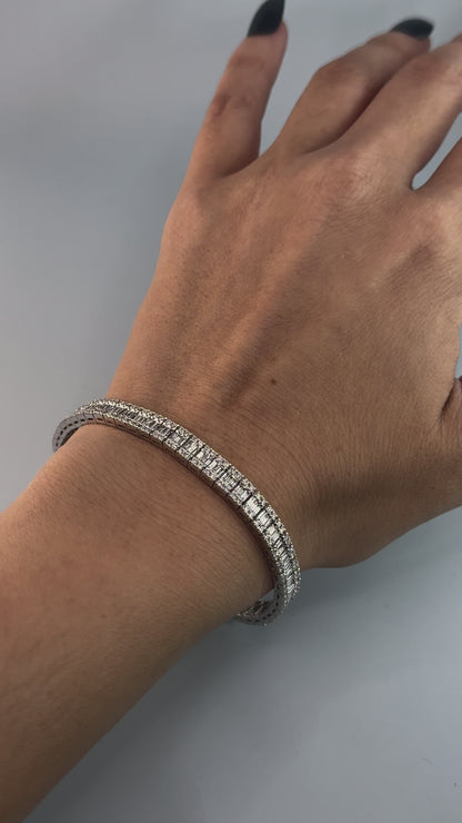 14KT White Gold Baguette and Round Diamond Bracelet