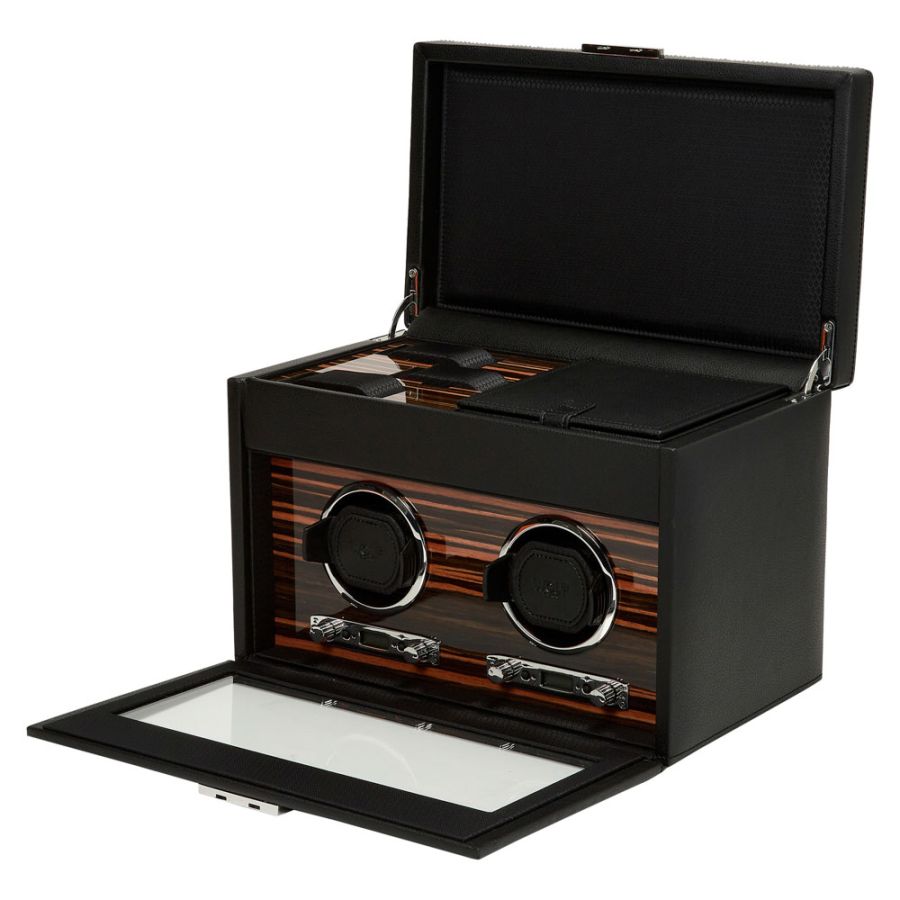 Wolf | Roadster Double Watch Winder With Storage