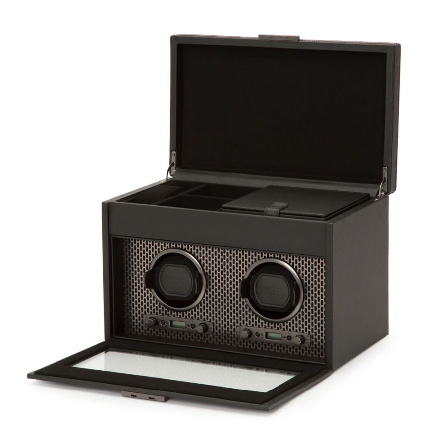 Wolf | Axis Double Watch Winder With Storage