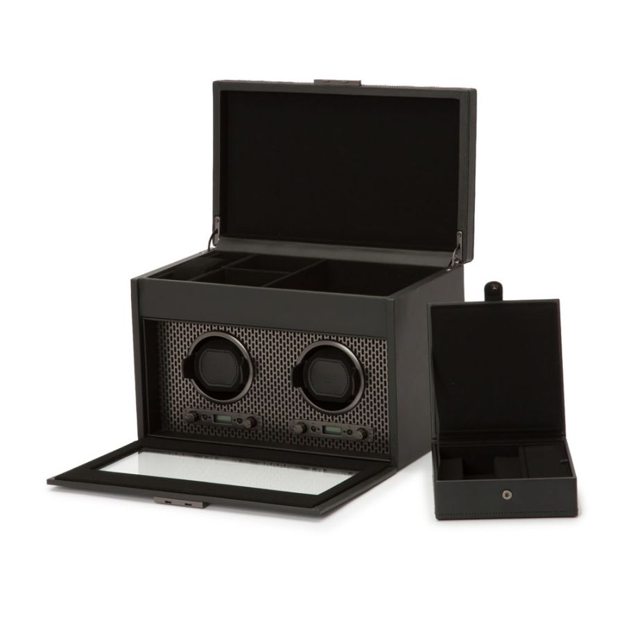 Wolf | Axis Double Watch Winder With Storage