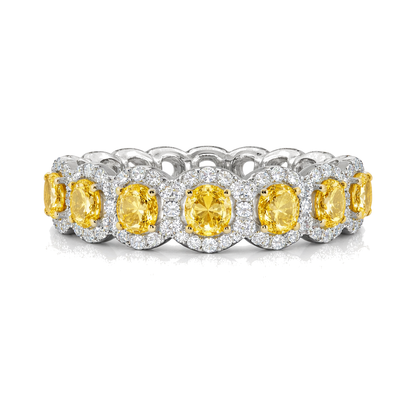 14KT Gold 4.47cts Oval Yellow Diamonds and 1.36cts White Round Diamonds Eternity Ring